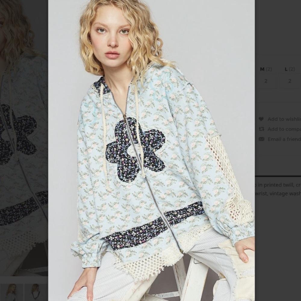 POL Light Blue Floral Jean Jacket